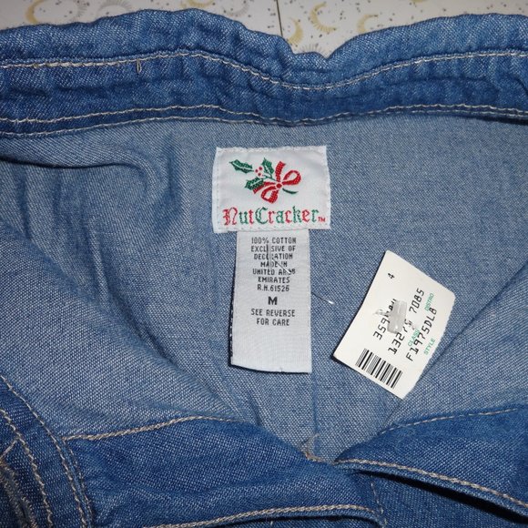 Vintage Mens Nutcracker Brand Christmas Denim Button Up Shirt NWT Size Medium - Picture 6 of 12